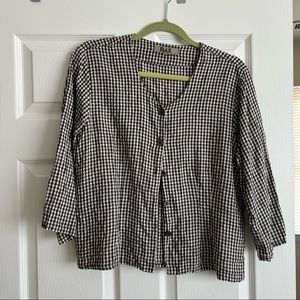 FLAX linen gingham top blouse shirt